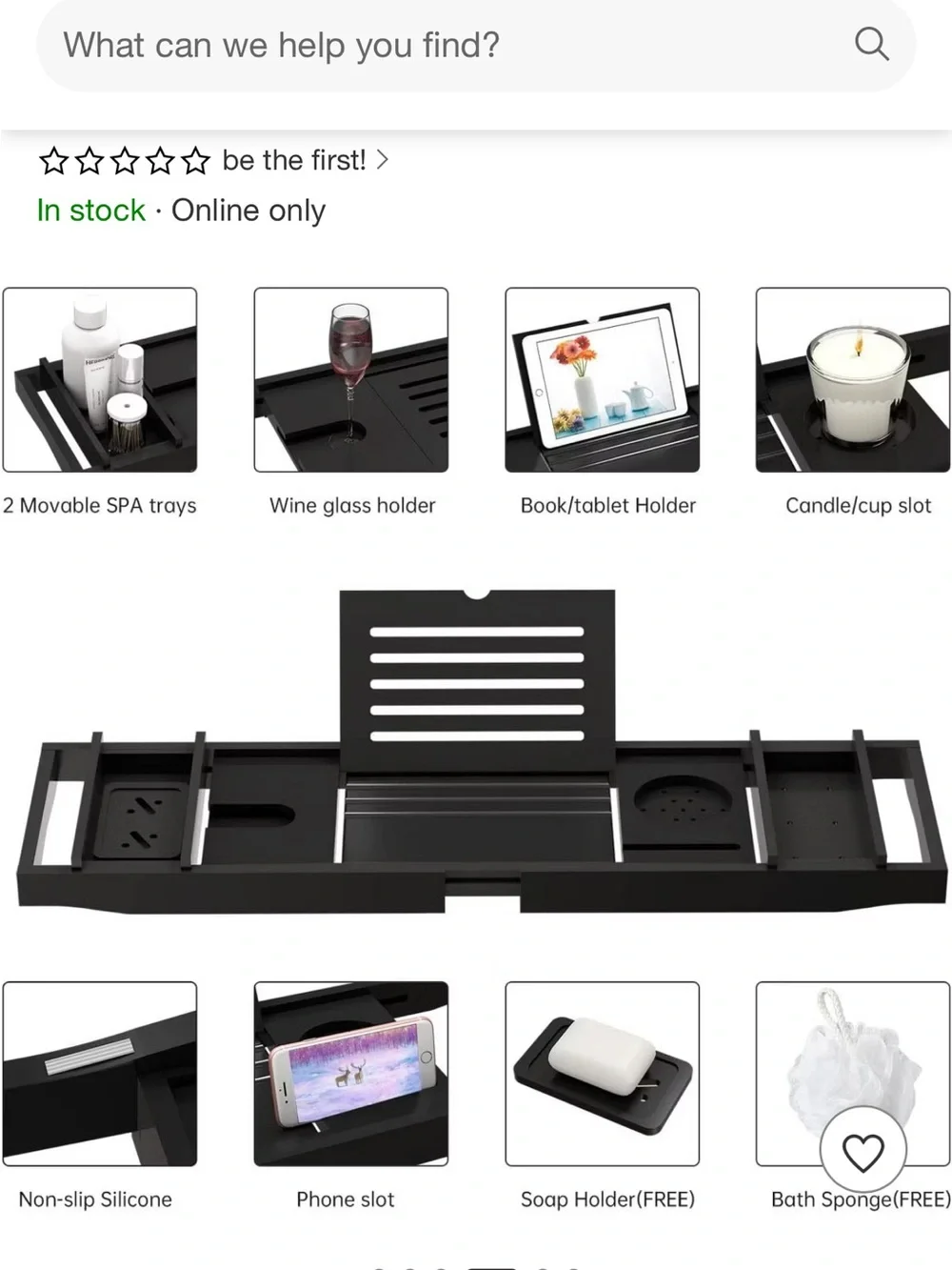 Expandable Bamboo Bathtub Tray - Black